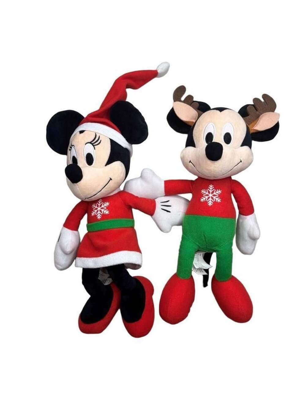 Disney Mickey And Minnie Mouse Holiday Christmas Plush Set